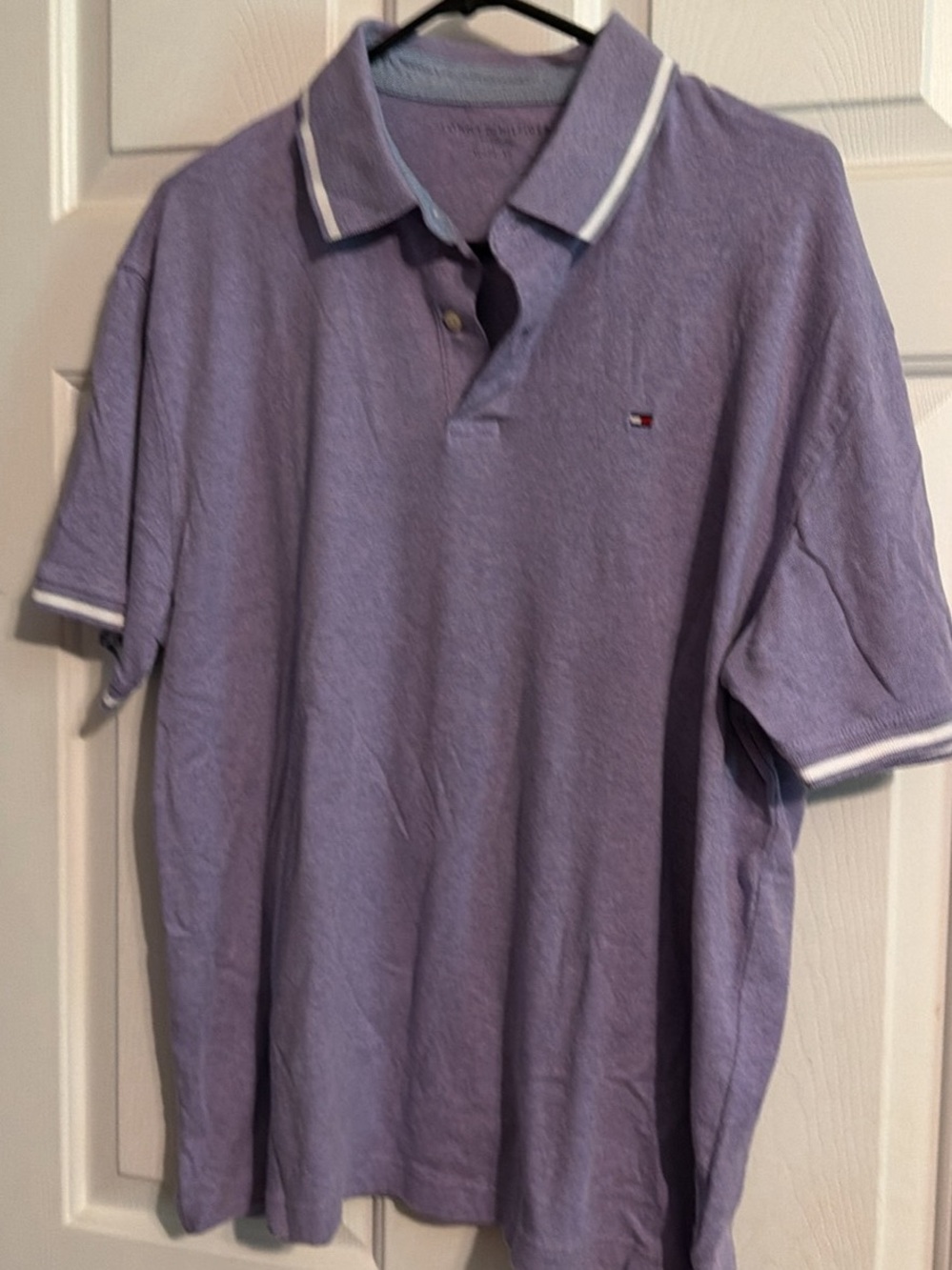 Tommy Hilfiger Men’s Light Purple Polo with Contrast Tipping